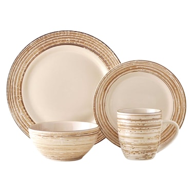 Thomson Stoneware Beige Dinnerware Sets 16 Pieces