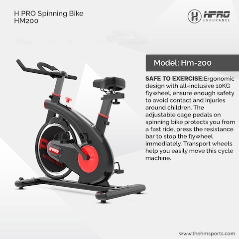 H PRO Magnetic Resistance Indoor Cycling Bike, Belt Drive Stationary Bike, With LCD Monitor &amp; Comfortable Seat Cushion, Exercise Bike For Home Cardio Workout, 10 Kg Flywheel