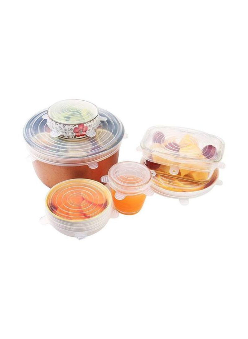 Generic - 6-Piece Food Silicone Saran Wrap Cover Lid 6PFS Clear