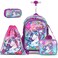 Eazy Kids - Back to School - 17" Set of 4 School Bag Lunch Bag Activity Bag &amp; Pencil Case Unicorn - Pink
