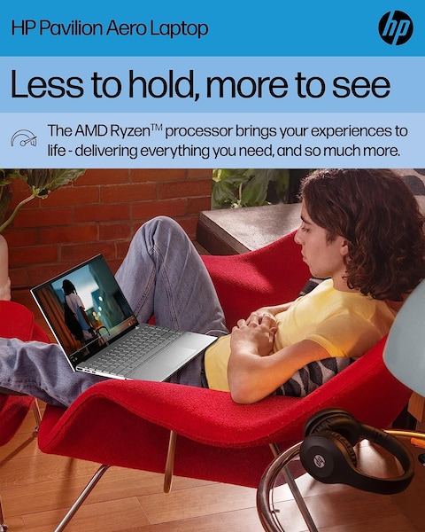 HP Pavilion Aero 13 Laptop, AMD Ryzen 5 5625U, 8 GB RAM, 512 GB SSD, 13&quot; WUXGA IPS Display, Win11 Home, 16:10 Aspect Ratio, Backlit KB, Long Battery Life (13-be1010nr, 2022)-International Version