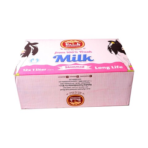 Baladna Long Life Skimmed Milk 1Lx12&#39;s