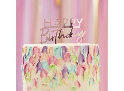 Ginger Ray Pink Acrylic Happy Birthday Cake Topper