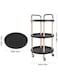 3 Tier Rolling Utility Cart Shelf with Wood Tray Handle Wheels Black