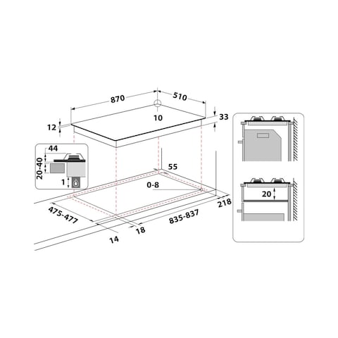 Ariston Stainless Steel Built-in Gas Hob - 5 Burners - 90 Cm - PHN962TSIXA