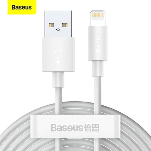 Baseus Lightning Cable 2 Pack of 1.5m for iPhone USB Cable, USB A to Lightning Cord Compatible with iPhone 14/13/12/11/10/XS/X /8/7 /6 iPad and More &ndash; White