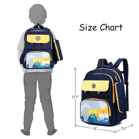Eazy Kids School Bag Dino w/t Pencil Case -Blue
