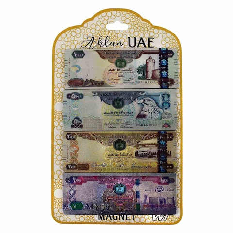 Winds Trading Ahlan UAE Currency Themed Magnet Multicolour 4 PCS