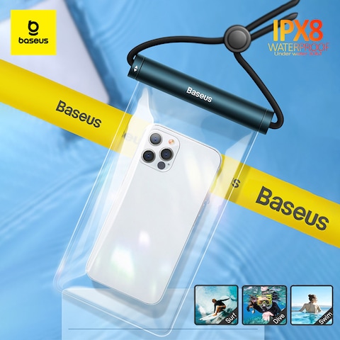Baseus AquaGlide Waterproof Phone Case, IPX8 Certified 30M Deep Waterproof Phone Pouch Waterproof Cell Phone Case Fit for Phones up to 7.2 for iPhone 15 Pro Max/Plus/14/13/12/S24/23 and More Blue