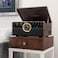 Victrola - Empire 6-in-1 Bluetooth Vinyl Record Player with 3-Speed Turntable, CD, Cassette Player and Radio. Wooden Music Center with Built-in Speakers, Aux In and RCA Line Out.