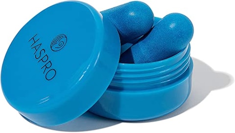 HASPRO [50 PAIRS] Eco-Friendly Bulk Pack, Ultra Soft Foam Earplugs in GIGA Tube with Carry Case, Best Earplugs for Noise Canceling, Snoring, Work, DIY, Noise Reduction SNR 38dB (Blue)