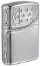 Zippo Classic Lighter 29674 167 Zipper Design 360&deg; Multicut Engraving | Windproof | Genuine | High Polish Chrome -Silver