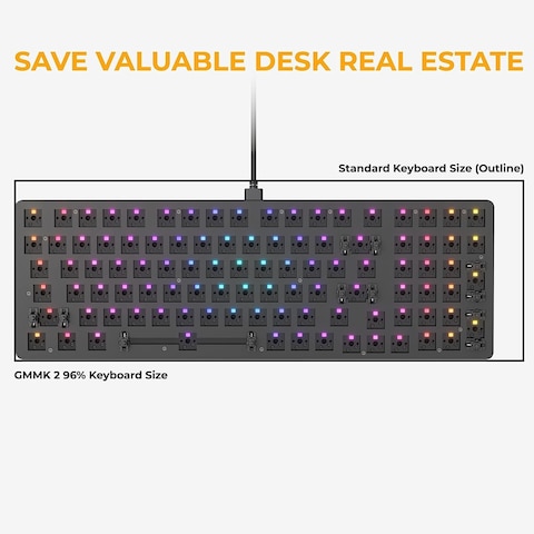 Glorious Gaming GMMK 2 Full Size (96%) Barebones (FRAMe Only) - Mechanical Gaming Keyboard FRAMe, Full Size (96%), Aluminium, Customisable, Per Key RGB, American/Ansi Layout - Black