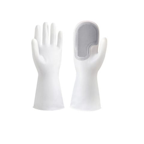 Buy Magic Silicone Gloves With Wash Scrubber Grey in UAE