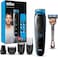 Braun MGK 3245 All-in-one Trimmer 7-in-1 Beard Trimmer, Hair Clipper, Detail Trimmer, Rechargeable, with Gillette ProGlide Razor, Black/Blue