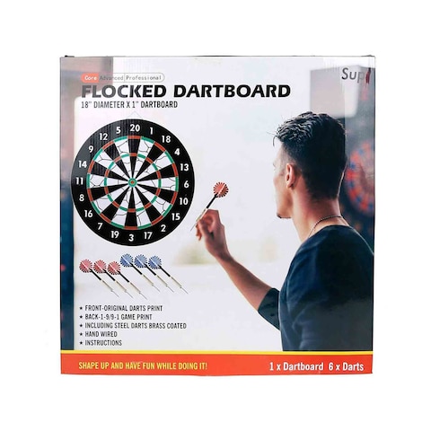 Supreme Sports Flocked Dartboard with Darts Multicolour 18inch 7 PCS