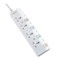 DOMEA Multi Plug Extension With 4 Universal Sockets   Plug Type Adaptor   3 Meter Cable   High Quality Copper Cable  Safety Fuse   Individual Switches