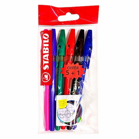 Stabilo 808 Liner Fine Tip Ballpoint Pen Set 5 + 1 Piece Free