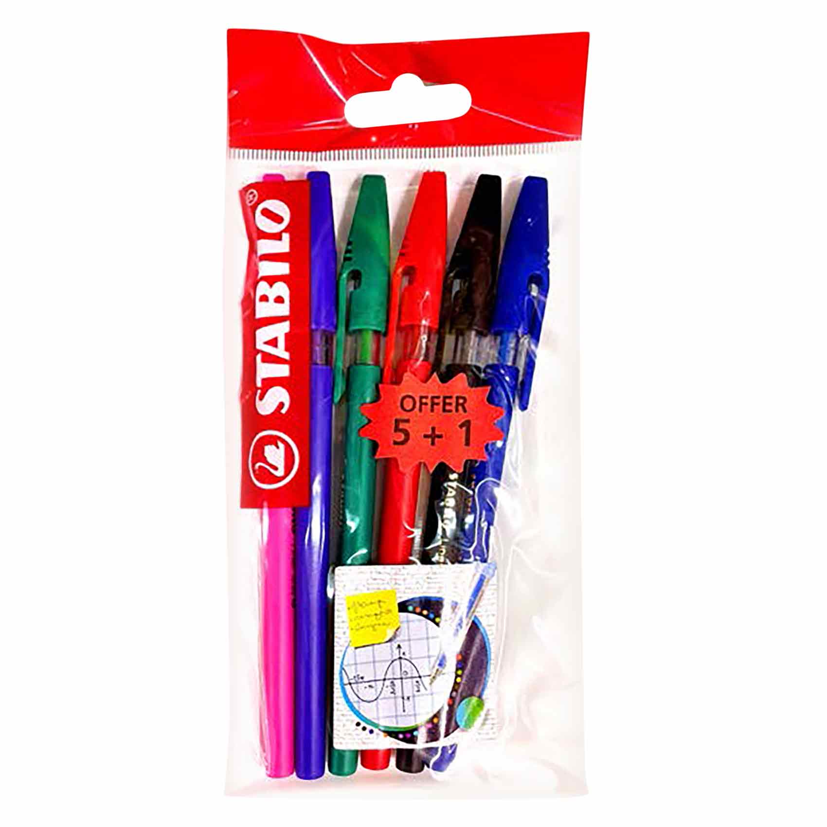 Stabilo 808 Liner Fine Tip Ballpoint Pen Set 5 + 1 Piece Free