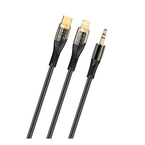 Lanex Lightning to Jack Audio Cable - 3.5mm - Black  - LH09