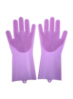 Buy Generic Silicone Dish Washing Gloves Purple in UAE