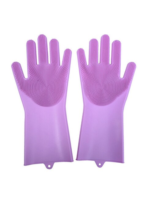 اشتري Generic Silicone Dish Washing Gloves Purple في الامارات