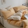 LUNA HOME Premium King Size Korean Bedding Set, Plain Cream and Yellow Color