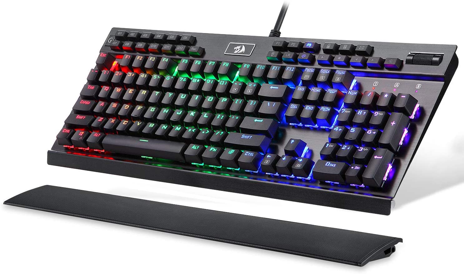 Redragon Yama K550 RGB LED Mechanical Gaming Keyboard,131 Key, Programmable Macro Keys, Wrist Rest, Volume Control