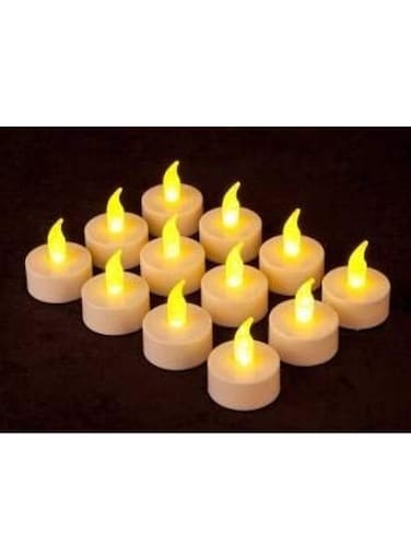 Generic Set of 12 Smokeless and Flameless LED Tea Light Candles White 3cm