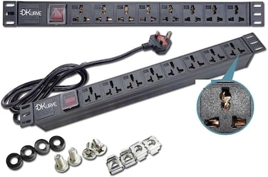 DKURVE 8 Way PDU Universal Multi socket with UK Plug Power Distribution Unit Horizontal For Rackmount Server Rack PDU 2 Meter cable