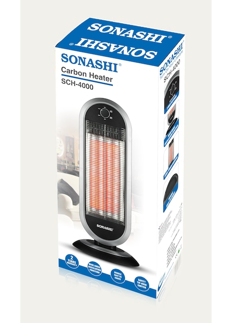 Sonashi Carbon Heater, Wide Angle Oscillation Function, Two Heating Power 450W / 900 W SCH-4000 Black/Grey