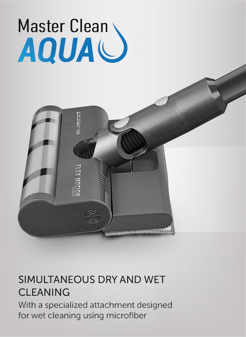 Polaris PVCS1146 Wet &amp; Dry Portable Vacuum Cleaner Master Clean Aqua, Up To 60 Minutes Of Runtime Without Recharging, Hepa 10, Flex Motion Technology, 6 Nozzles, Cyclonic Dust Collection System