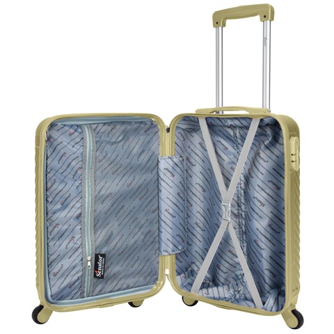 Senator Hard Case Cabin Suitcase Luggage Trolley For Unisex ABS Lightweight Travel Bag with 4 Spinner Wheels KH1065 Tea Green