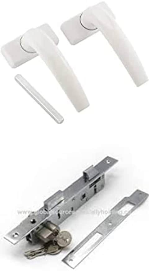 Abbasali Aluminium Door Handle White With 20mm Lock Body
