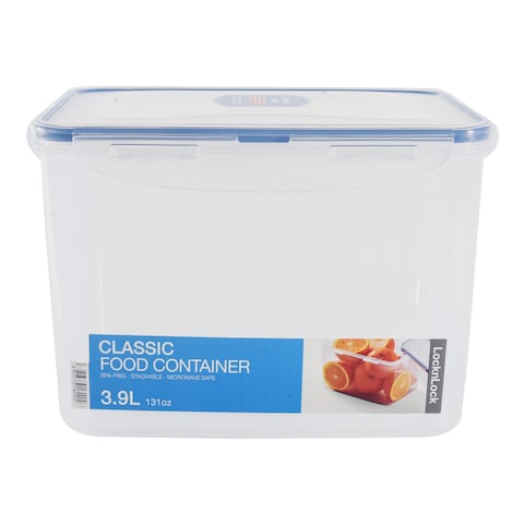 Lock &amp; LockClassic Rectangular Food Container HPL829 Clear/Blue 3.9L