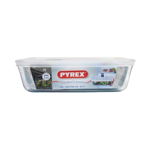 Pyrex Rectangular DishClassic Glass With Plastic Lid 1.5l