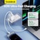 Baseus PD 40W USB C Charger GaN5 Pro iPhone 15 Charger 20W 2-Port iPad Fast Charger Type C Wall Plug Dual USB-C MacBook Air Charger PD Fast Charging Adapter USB C Plug Samsung Phone Charger White