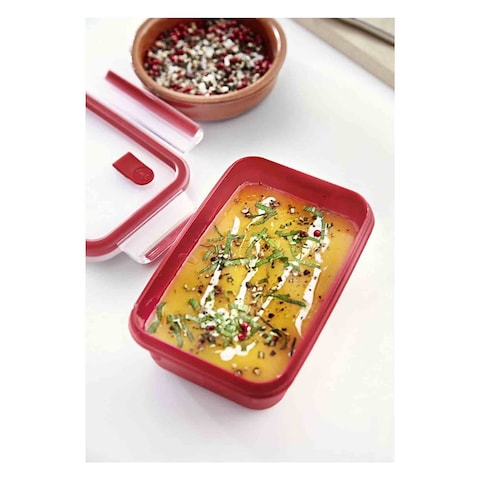 Tefal Master Seal Micro Rectangle Food Storage Red Clear 0.8L