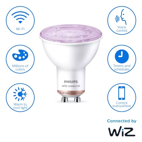 Philips GU10 B22 RGB Wiz Connected WiFi + Bluetooth LED Smart Bulb 4.7W