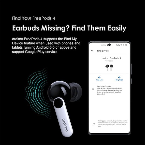 Oraimo Wireless Black Earbuds E105D.