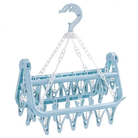 Aiwanto Drying Clips Hanging Cloth Drying Rack 32 Clips Towel Hanger Portable Folding Multi Clip Drying Racks Wind Drying Rack