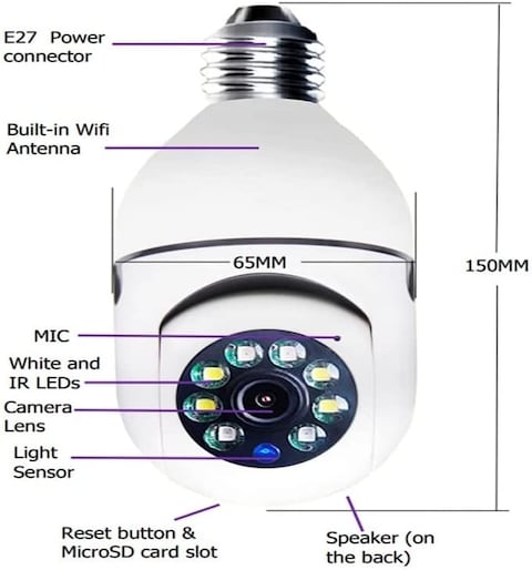 E World Unbox Happiness Autosur 2 Pcs Light Bulb Security Camera, 2.4Ghz &amp; 5G Wifi Outdoor, 1080P E27 Light Socket Security Camera, Indoor 360 Home Security Cameras, Full Color Day And Night