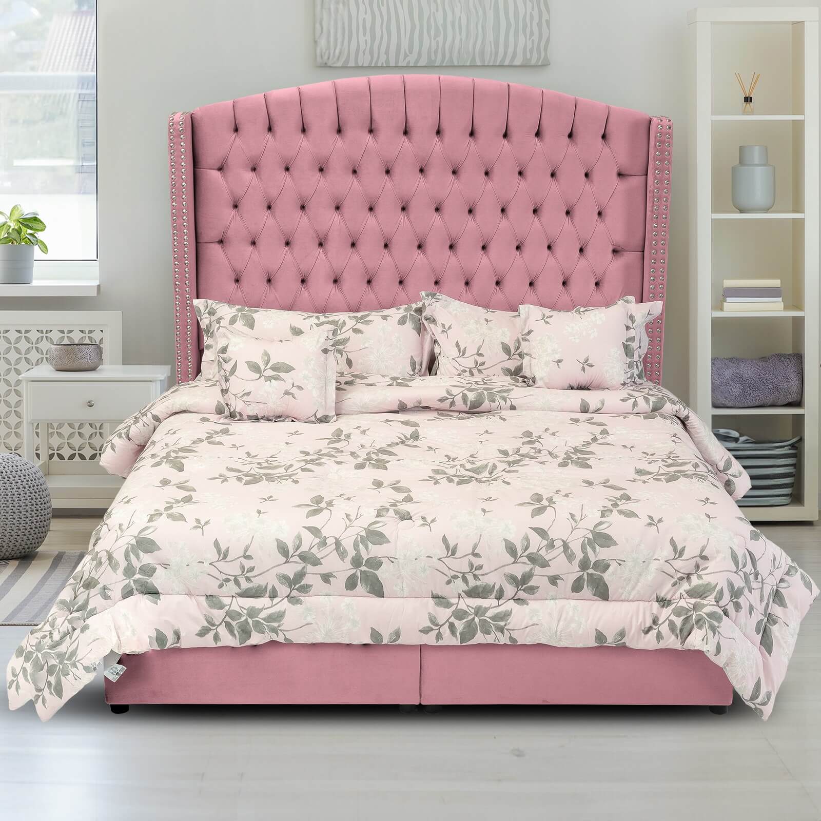 Buy In House Maldives Velvet Bed Frame - King - 200x180 cm - Light Pink ...