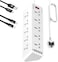 Power Extension Cord with 10 Power Sockets and 6 USB ports - Smart Power Strip  Extension Plug with Surge Protector - Charging Socket with 2m long Extension Cord