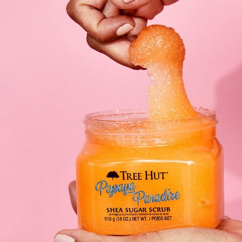 Tree Hut Papaya Paradise Shea Sugar Scrub Made With Shea Butter, Papaya Extract &amp; Pineapple Enzymes For A Natural Glow, 18 Oz.