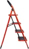 Tamtek 4 Step Ladder Folding Heavy Duty Steel Ladder 150Kg Capacity (140X97X81Cm), Rubber Pad Multi-Purpose Portable Ladder For Home, Kitchen, Garden, Office, Warehouse
