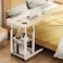 Jjone Bedside End Table Overbed Table Side Table With Wheels Height Adjustable With Storage Shelves For Sofa Couch (A188-Maple Sakuragi)