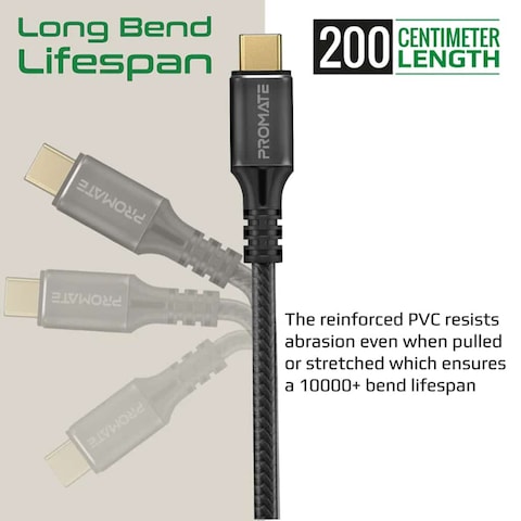 Promate POWERBOLT240-2M 240W Super Speed Fast Charging USB-C Cable 2 Meter