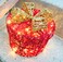 Round Light Up Gift Box Red &amp; Gold Colour Warm LED Fairy Lights Openable Top Cover 20x20cm