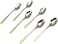 Liying 6Pcs Gold Topper Design Stainless Steel Tea Spoon Set 12cm x 2cm, Modern Silver Tea Spoons for Home, Kitchen, Restaurant, Fine Edge &amp; Mirror Polished, Dishwasher Safe